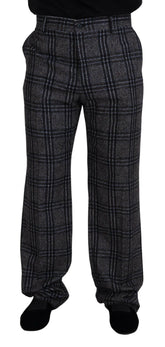 Dolce & Gabbana Gray Checkered Mid Waist Men Pants -   -  Dolce & Gabbana.